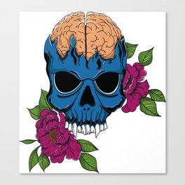 Skull with flowers Illustration Canvas Print