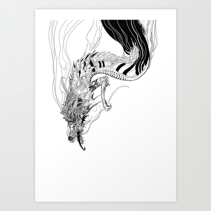 Falling dragon Art Print