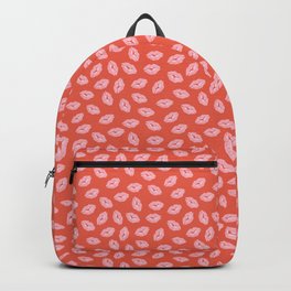 KISSES Backpack | Curated, Bisous, Kisses, Orange, Pattern, Lips, Kiss, Red, Watercolor, Xoxo 