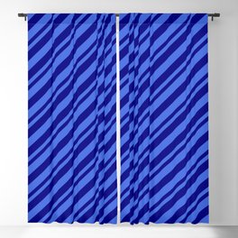 [ Thumbnail: Royal Blue & Blue Colored Lined/Striped Pattern Blackout Curtain ]