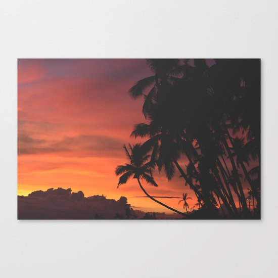 Hawaii Palm Trees Sunset Canvas Print