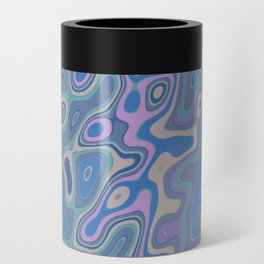 Funky violet blue liquid shapes Can Cooler