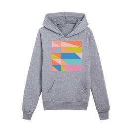 Fun Colorblock Shapes Pattern in Bright Orange, Blue, Pink, and Yellow Kids Pullover Hoodies