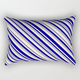 [ Thumbnail: Dark Gray, Beige, and Dark Blue Colored Lined Pattern Rectangular Pillow ]