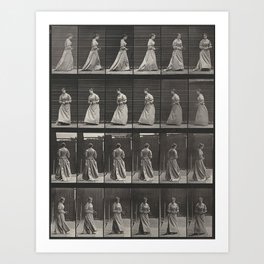 Photography Plates of Woman Walking with Bouquet, Vintage Modeling and Movement Art Print