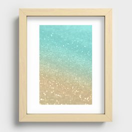 Sparkling Gold Aqua Teal Glitter Glam #1 (Faux Glitter) #shiny #decor #society6 Recessed Framed Print