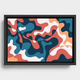 Swirling Waves Deconstructed Abstract Nature Art In Modern Contemporary Color Palette Framed Canvas