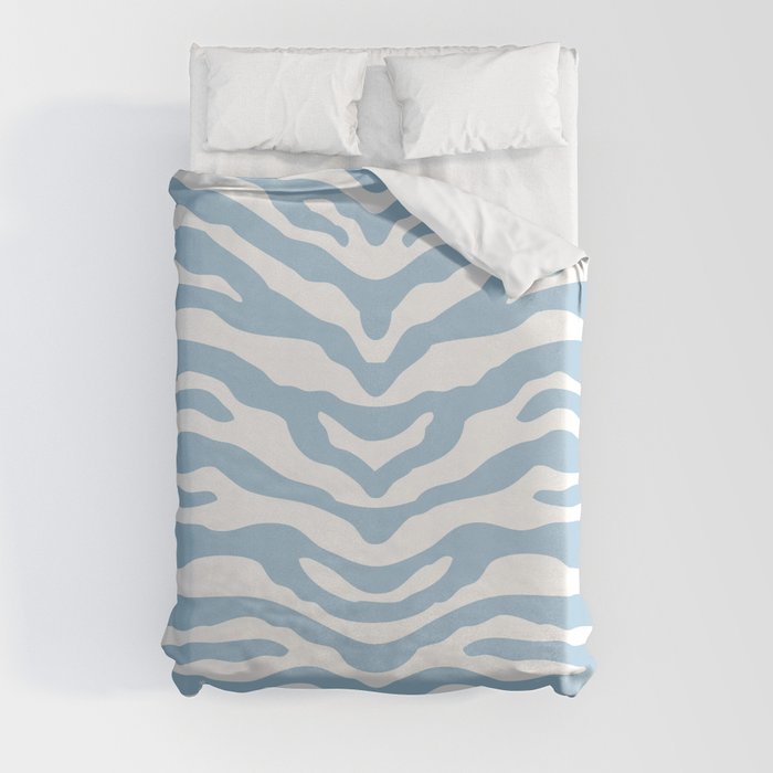 Zebra Wild Animal Print Light Blue Duvet Cover