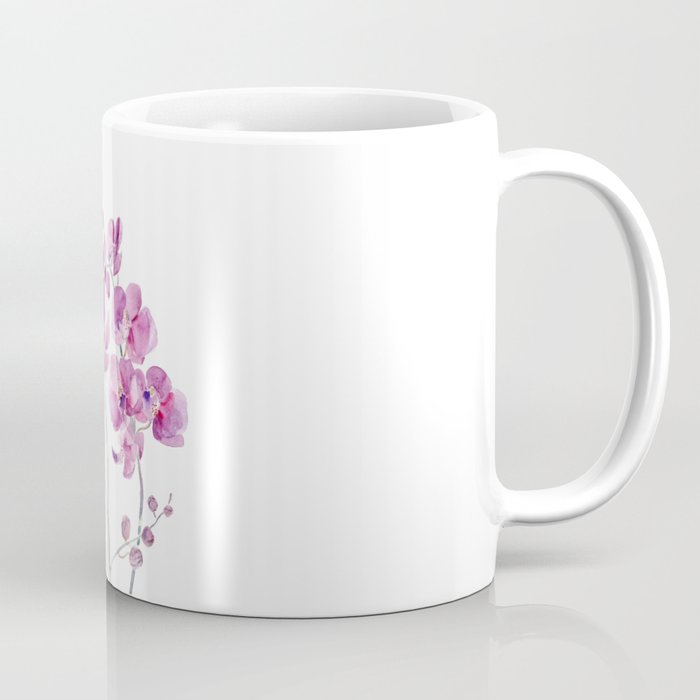 pinkish purple orchid flowers watercolor and ink  Coffee Mug