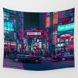 Cyberpunk Tokyo Street Wall Tapestry