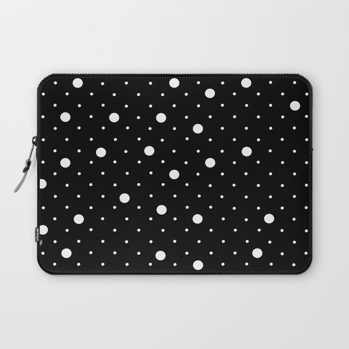 Pin Point Polka Dots White on Black Laptop Sleeve