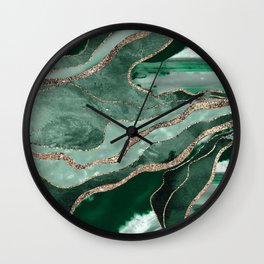 Emerald Green Marble Agate Gold Glitter Glam #1 (Faux Glitter) #decor #art #society6 Wall Clock | Emerald, Marble, Green, Gemstone, Gem, Fauxglitter, Agate, Stripes, Collage, Abstract 