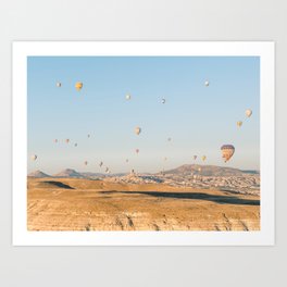 Hot Air Balloons Sunrise in Valley Cappadocia, Turkey | Travel Photography wall art Art Print