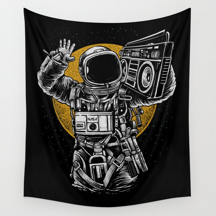 Astronaut Boombox Wall Tapestry