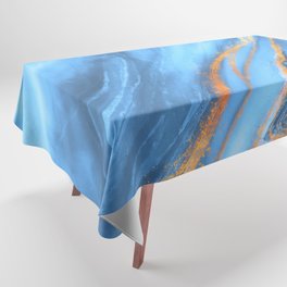 Blue & Gold Watercolor Tablecloth
