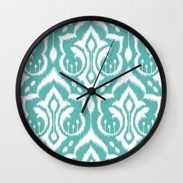 Ikat Damask Aqua Wall Clock