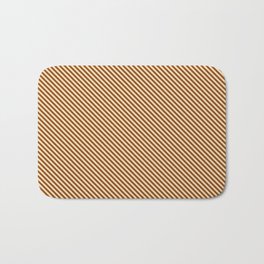 [ Thumbnail: Brown & Tan Colored Striped/Lined Pattern Bath Mat ]