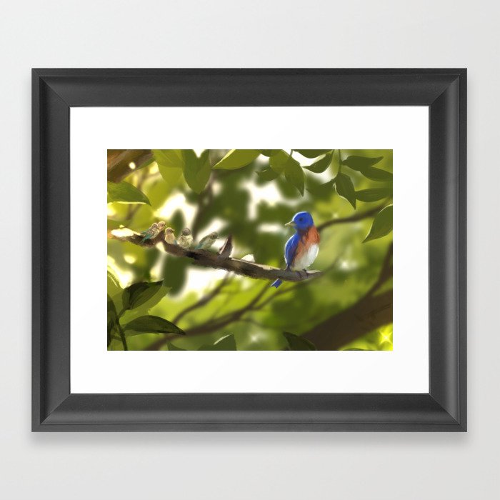 Grandma's blue bird Framed Art Print