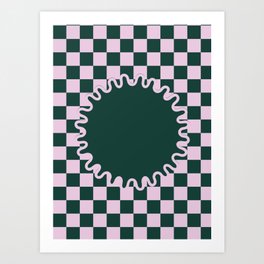 Checkerboard - Round Wavy Lines Art Print