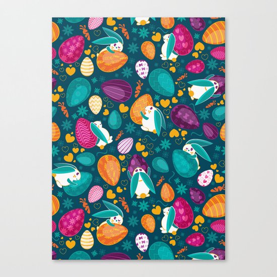 Busy Easter Bunnies Canvas Print
