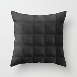 Black leather skin print, quilted Throw Pillow