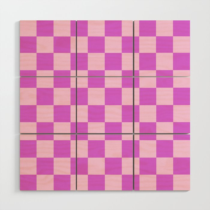 Checkered - Pink Wood Wall Art