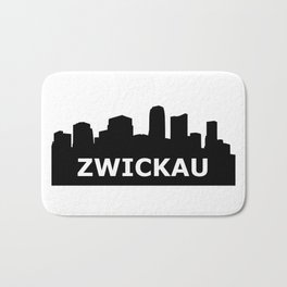 Zwickau Skyline Bath Mat | Sachsen, Skyline, City, Digital, Zwickau, German, Graphicdesign, Black And White, Deutschland, Deutsch 