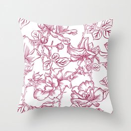 Floral Line Drawing 4 Throw Pillow