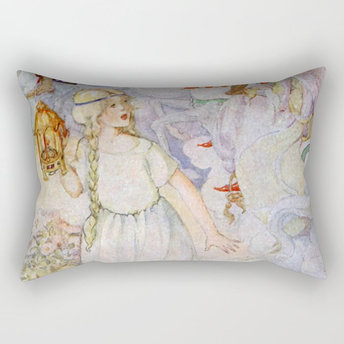 “Gerda and the Ravens” Fairy Art by Anne Anderson Rectangular Pillow