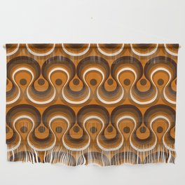Brown, Orange & Ivory Wavy Lines Retro Pattern Wall Hanging