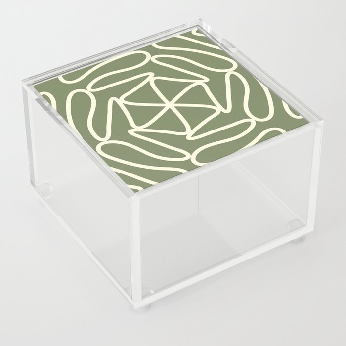 Abstract Mid Century lines pattern -  Green Acrylic Box