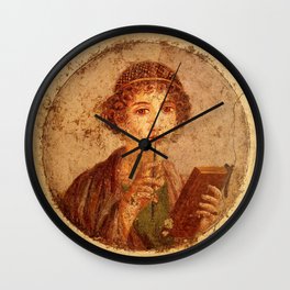 FRESCO OF SAPPHO POMPEII Wall Clock