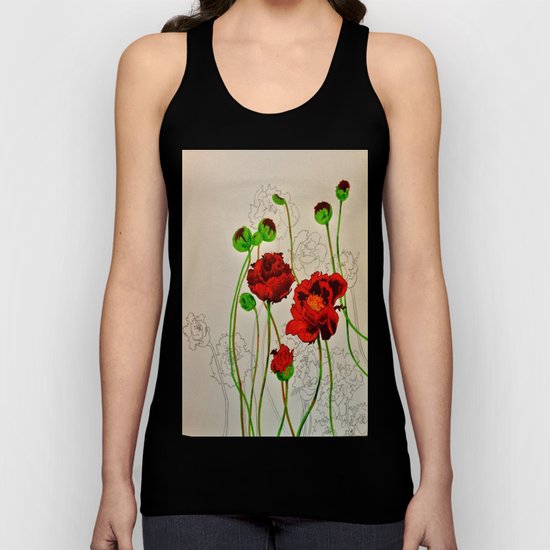 Very Red Flowers Unisex Tank Top