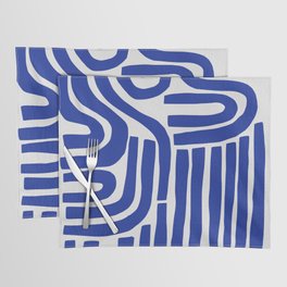 S and U Placemat | Pattern, Blue, Minimal, Decorative, Abstract, Bluepattern, Stripe, Curated, Blueart, Graphicdesign 