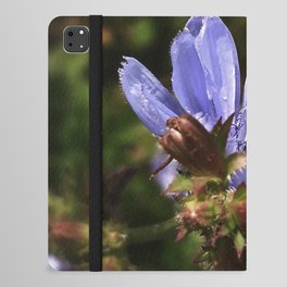 Fresh pastel purple-blue chicory blossom summer field flower with tiny bug iPad Folio Case