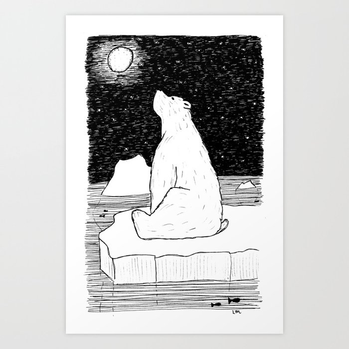 Thoughtful Polar Bear Art Print