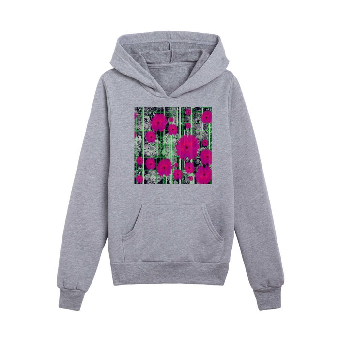 Raspberry Apple Floral Pinstripe Paisley  Kids Pullover Hoodie