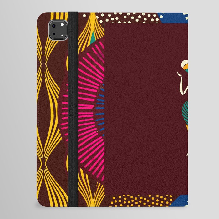 African American exuberant sunburst tribal abstract portrait painting for home and wall decor iPad Folio Case