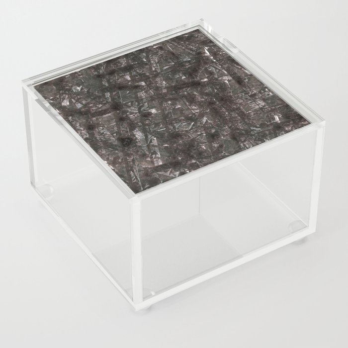 Abstract grey cracked and scratched grey metal panel Acrylic Box