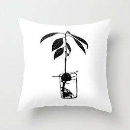 Avocado Tree Growing in Water Throw Pillow