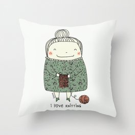 I love knitting Throw Pillow