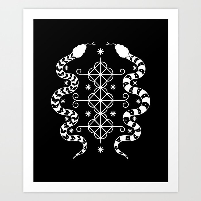 Damballah Wedo Veve Loa symbol. Black white Art Print by melazerg