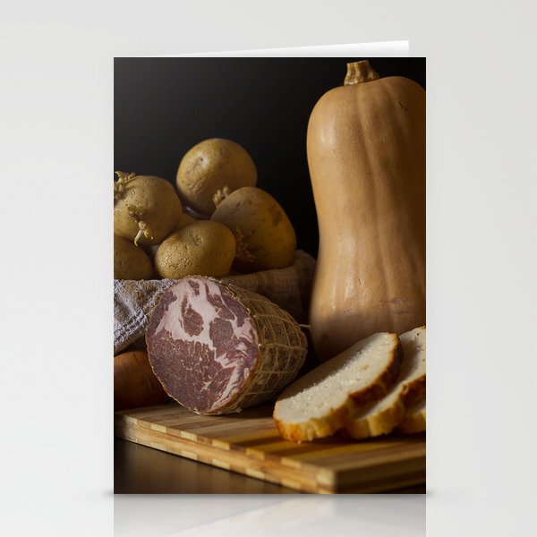 Italian Still Life with Ham and Vegetables Stationery Cards