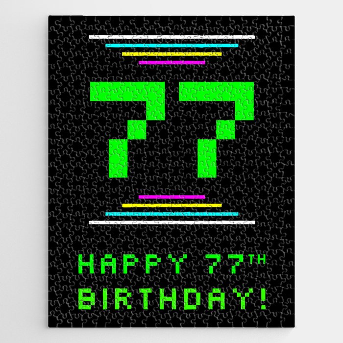 77th Birthday - Nerdy Geeky Pixelated 8-Bit Computing Graphics Inspired Look Jigsaw Puzzle