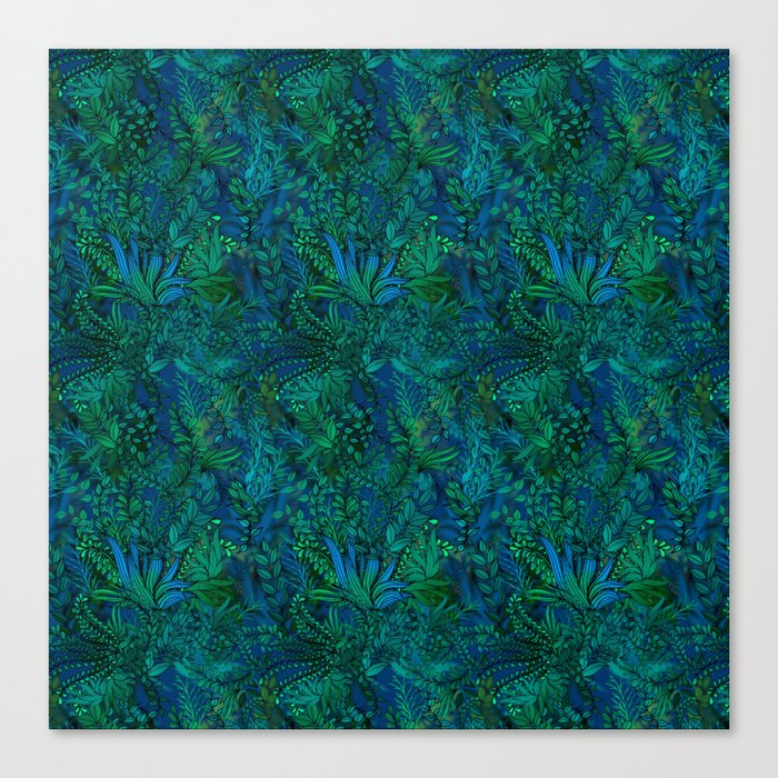Botanical Blue Water Garden Canvas Print