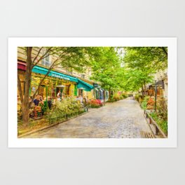Paris, France in the spring watercolour style oil-paint Art Print