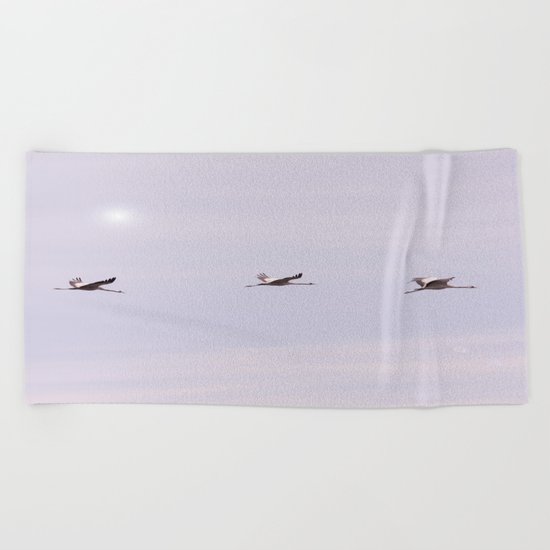 Cranes in Flight Beach Towel