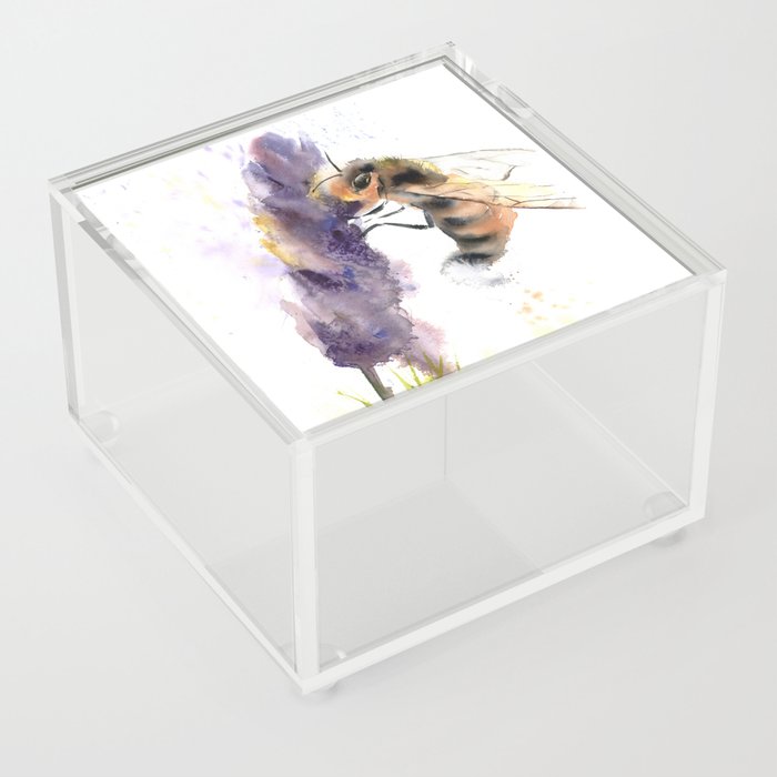 Honey Bee and Purple Flower Acrylic Box