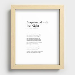 Acquainted With The Night - Robert Frost Poem - Literature - Typography Print 1 Recessed Framed Print