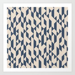 Abstract Geometric Pattern Ivory and Navy Art Print